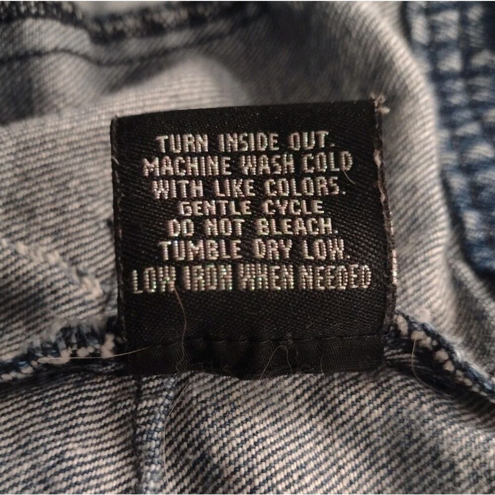 Acid Wash Distressed Denim Jacket XS – Tinseltown Teen Couture Grunge Trucker, - Picture 6 of 9
